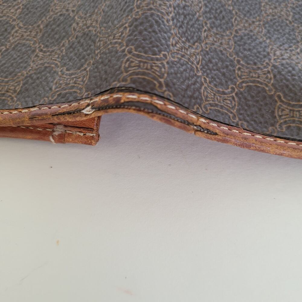 CELINE Vintage Leather Macadam Brown Unisex Long Wallet - Picture 10 of 12